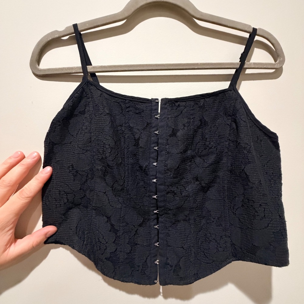 Wild Fable Lace Corset Top Women M NWT Black Hook Eye Whimsigoth Fairy Coquette
